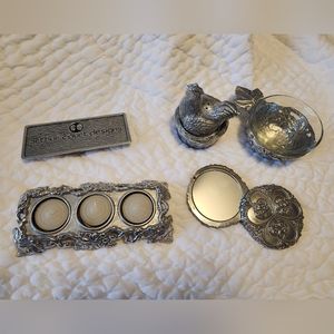 Arthur Court Lot- salt and pepper shakers, dip bowl, mirror, tea-light holder